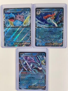 Pokemon Water-Type Holo EX Cards - Lapras, Quaquaval and Suicine